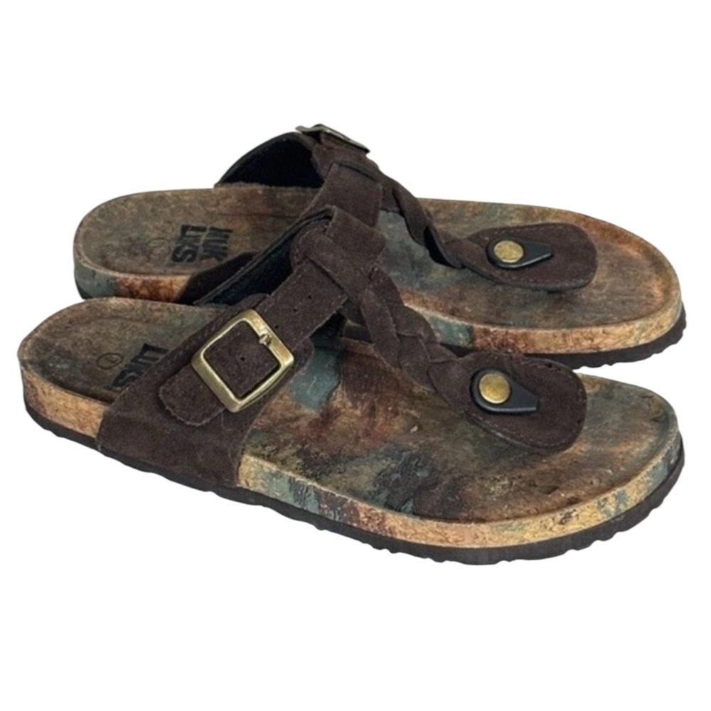 MUKLUK Marsha Terra Turf Leather Sandals — Not Birkenstock —  in Black Size 7 - Picture 2 of 7
